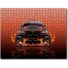 Cakapuzzle Bmw X6 ve Kırmızı Alevler Mdf 120 Parça Puzzle