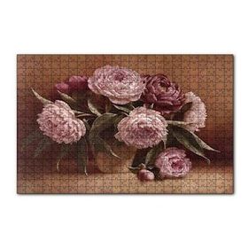 Cakapuzzle Bordo ve Pembe Çiçekler 120 Parça Ahşap Puzzle