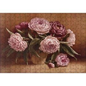 Cakapuzzle Bordo ve Pembe Çiçekler 120 Parça Ahşap Puzzle