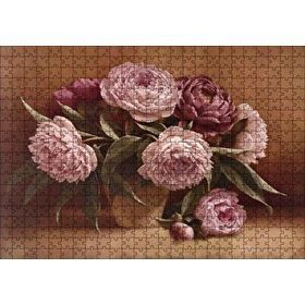 Cakapuzzle Bordo ve Pembe Çiçekler 500 Parça Puzzle
