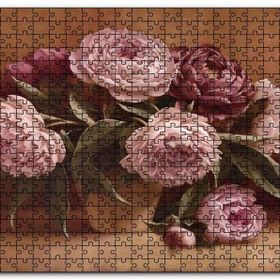 Cakapuzzle Bordo ve Pembe Çiçekler Mdf 1000 Parça Puzzle