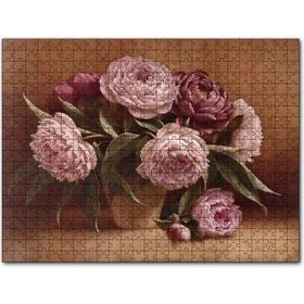 Cakapuzzle Bordo ve Pembe Çiçekler Mdf 1000 Parça Puzzle
