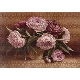 Cakapuzzle Bordo ve Pembe Çiçekler Mdf 1000 Parça Puzzle