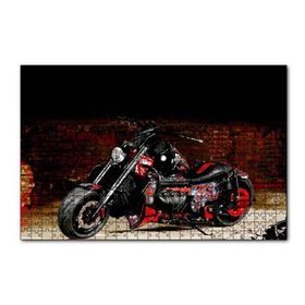 Cakapuzzle Boss Hoss Motosiklet Siyah Kırmızı Görsel 120 Parça Ahşap Puzzle