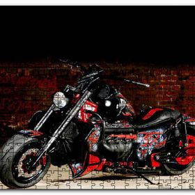 Cakapuzzle Boss Hoss Motosiklet Siyah Kırmızı Görsel Mdf 255 Parça Puzzle