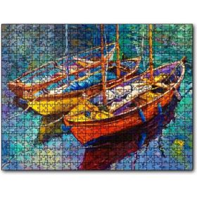 Cakapuzzle Boyama Sanatı Demirleyen Teknler Görseli Mdf 120 Parça Puzzle