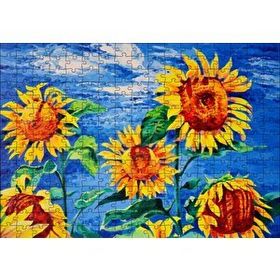 Cakapuzzle Boyama Sanatı Günebakan Görseli 120 Parça Ahşap Puzzle