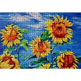 Cakapuzzle Boyama Sanatı Günebakan Görseli 120 Parça Ahşap Puzzle