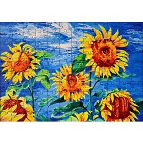 Cakapuzzle Boyama Sanatı Günebakan Görseli 120 Parça Ahşap Puzzle