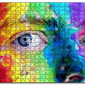 Cakapuzzle Boyayla Kaplı Kadın Yüzü ve Renkli Mdf 500 Parça Puzzle