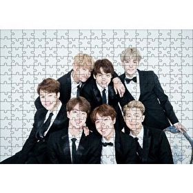 Cakapuzzle BTS Kore Pop Siyah Takım Elbiseli 120 Parça Ahşap Puzzle