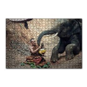 Cakapuzzle Budist Keşiş ve Fil 120 Parça Ahşap Puzzle
