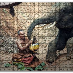 Cakapuzzle Budist Keşiş ve Fil Mdf 500 Parça Puzzle