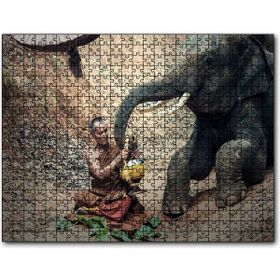 Cakapuzzle Budist Keşiş ve Fil Mdf 500 Parça Puzzle