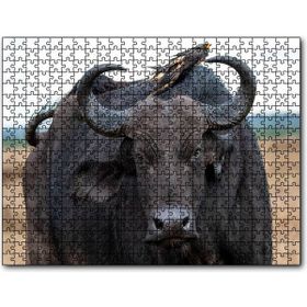 Cakapuzzle Buffalo ve Sırtındaki Kuş Arkadaşları Mdf 1000 Parça Puzzle