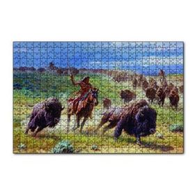 Cakapuzzle Buffolo Avcısı Kızılderililer 120 Parça Ahşap Puzzle
