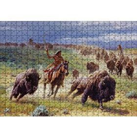Cakapuzzle Buffolo Avcısı Kızılderililer 120 Parça Ahşap Puzzle