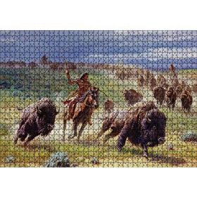 Cakapuzzle Buffolo Avcısı Kızılderililer Ahşap 1000 Parça Puzzle