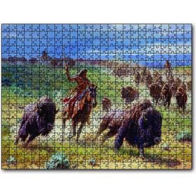 Cakapuzzle Buffolo Avcısı Kızılderililer Mdf 120 Parça Puzzle