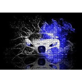 Cakapuzzle Bugatti Su Damlaları ve Mavi Dumanlar 120 Parça Ahşap Puzzle