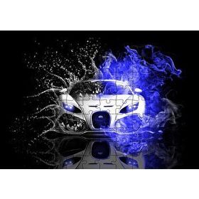 Cakapuzzle Bugatti Su Damlaları ve Mavi Dumanlar 120 Parça Ahşap Puzzle