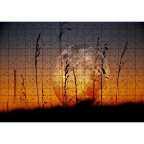 Cakapuzzle Buğday Başaklarının Ardında Muhteşem Dolunay 120 Parça Ahşap Puzzle