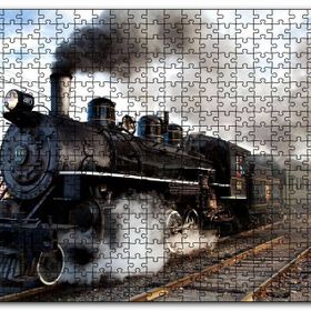 Cakapuzzle Buharlı Kara Tren ve Dumanları Mdf 500 Parça Puzzle
