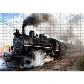 Cakapuzzle Buharlı Kara Tren ve Dumanları Mdf 500 Parça Puzzle