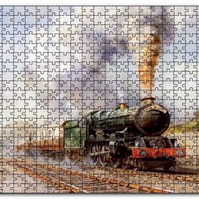 Cakapuzzle Buharlı Tren Yağlıboya Çizim Mdf 120 Parça Puzzle