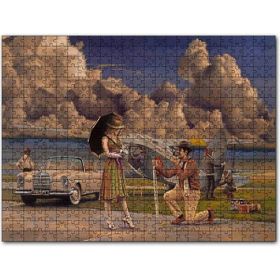 Cakapuzzle Bulutlar Eski Uçak Mercedes ve Ünlü Kadın 255 Parça Puzzle