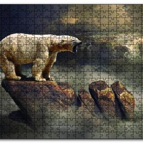 Cakapuzzle Bulutların Üstündeki Beyaz Ayı Ahşap 1000 Parça Puzzle