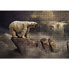 Cakapuzzle Bulutların Üstündeki Beyaz Ayı Ahşap 1000 Parça Puzzle