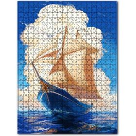 Cakapuzzle Bulutlu Gökler Deniz ve Yelkenli Ahşap 1000 Parça Puzzle