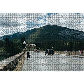 Cakapuzzle Bulutlu Gökler Köprü ve Dağlar Mdf 1000 Parça Puzzle