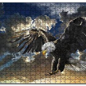 Cakapuzzle Bulutlu Gökler ve Kartal Çizim Mdf 120 Parça Puzzle