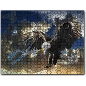 Cakapuzzle Bulutlu Gökler ve Kartal Çizim Mdf 120 Parça Puzzle