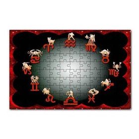 Cakapuzzle Burç Sembolleri Kırmızı Siyah 120 Parça Ahşap Puzzle