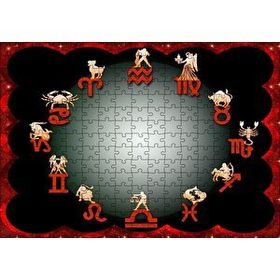 Cakapuzzle Burç Sembolleri Kırmızı Siyah 120 Parça Ahşap Puzzle