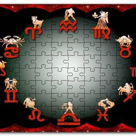 Cakapuzzle Burç Sembolleri Kırmızı Siyah Mdf 255 Parça Puzzle