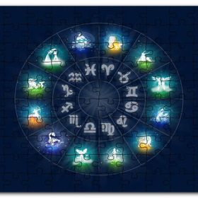 Cakapuzzle Burçlar Kuşağı Lacivert Arkaplan Mdf 120 Parça Puzzle