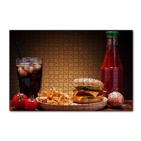 Cakapuzzle Burger Patates Ketçap Buzlu Kola 120 Parça Ahşap Puzzle