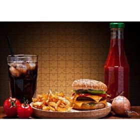 Cakapuzzle Burger Patates Ketçap Buzlu Kola 120 Parça Ahşap Puzzle