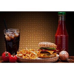 Cakapuzzle Burger Patates Ketçap Buzlu Kola 120 Parça Ahşap Puzzle