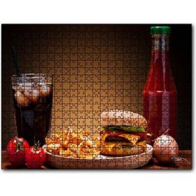 Cakapuzzle Burger Patates Ketçap Buzlu Kola Mdf 120 Parça Puzzle