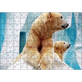 Cakapuzzle Buzdağı Önündeki Kutup Ayıları Mdf 120 Parça Puzzle