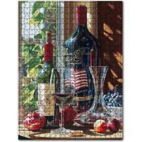 Cakapuzzle Cabarnet Sauvignon Şarap Şişeleri ve Kadehler 120 Parça Puzzle
