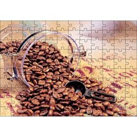 Cakapuzzle Cam Kavanoz Kahve Çekirdekleri Çuval Zemin 120 Parça Ahşap Puzzle