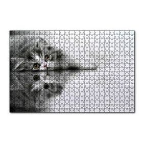 Cakapuzzle Cam Zeminde Sevimli Yavru Kedi Çizim 120 Parça Ahşap Puzzle