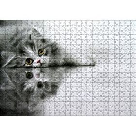 Cakapuzzle Cam Zeminde Sevimli Yavru Kedi Çizim 120 Parça Ahşap Puzzle