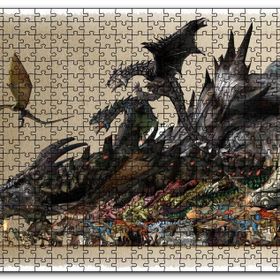 Cakapuzzle Canavar Avcısı Ejderhalar ve Avcılar Mdf 1000 Parça Puzzle